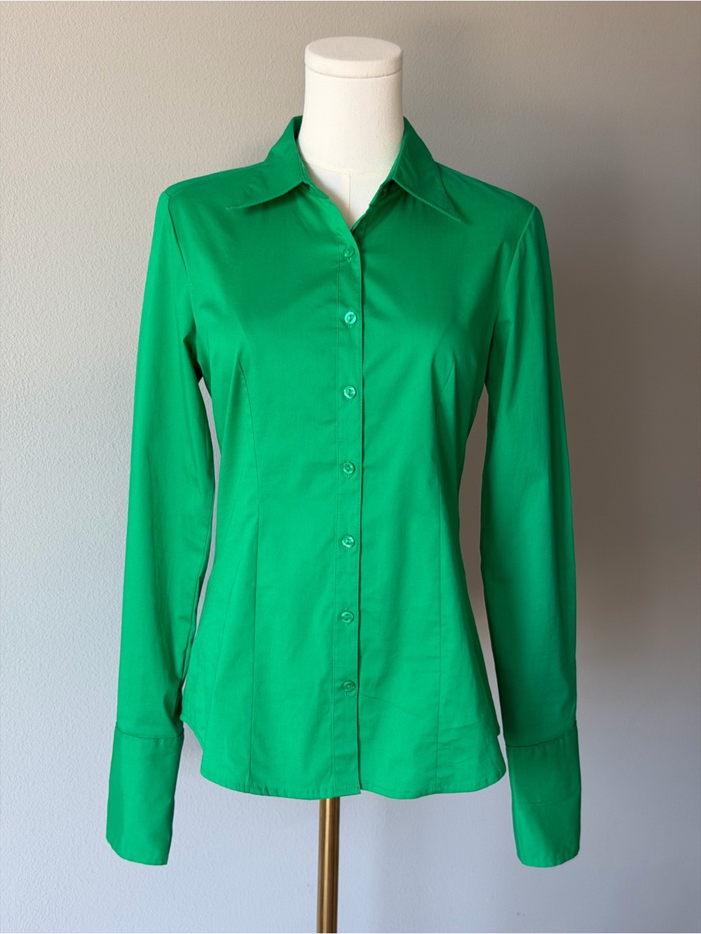 MOJO U.S.A. Emerald Green Tailored Stretch Button-Down Shirt M / Fits Like S
